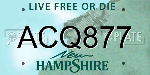 ACQ877 New Hampshire License Plate