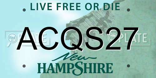 ACQS27 New Hampshire License Plate