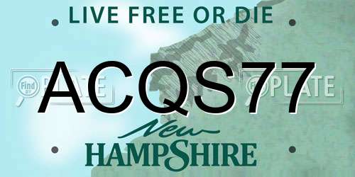ACQS77 New Hampshire License Plate