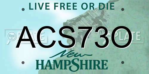 ACS73O New Hampshire License Plate