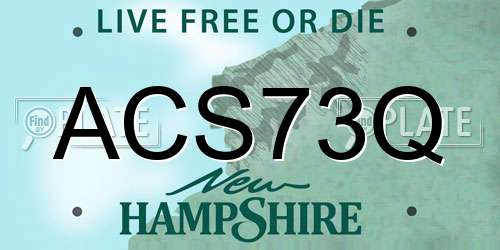 ACS73Q New Hampshire License Plate