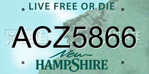 ACZ5866 New Hampshire License Plate