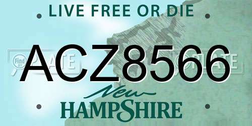 ACZ8566 New Hampshire License Plate