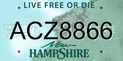 ACZ8866 New Hampshire License Plate