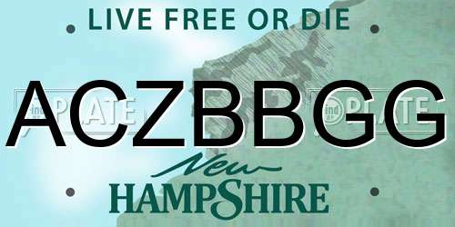 ACZBBGG New Hampshire License Plate