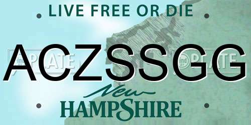 ACZSSGG New Hampshire License Plate