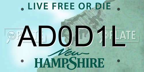 AD0D1L New Hampshire License Plate