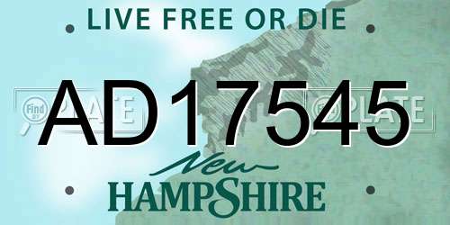 AD17545 New Hampshire License Plate
