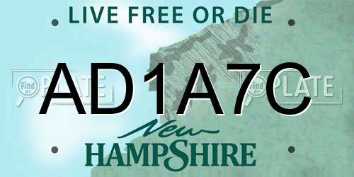 AD1A7C New Hampshire License Plate