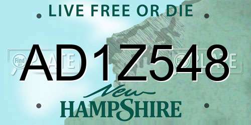 AD1Z548 New Hampshire License Plate