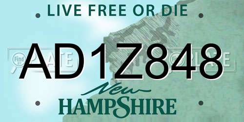 AD1Z848 New Hampshire License Plate