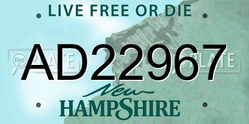 AD22967 New Hampshire License Plate