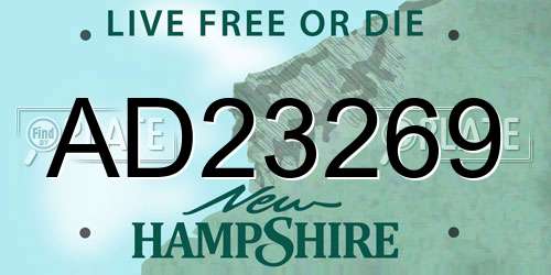 AD23269 New Hampshire License Plate