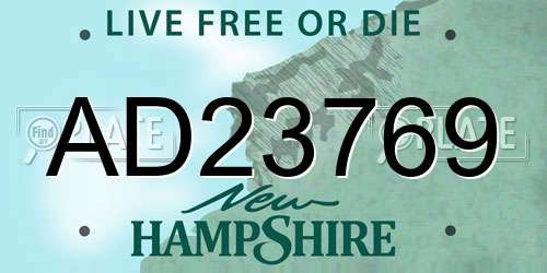 AD23769 New Hampshire License Plate