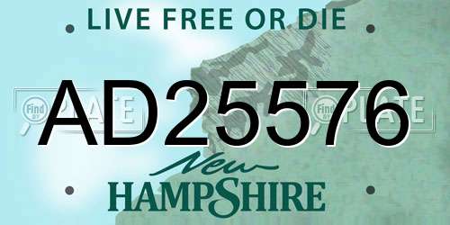 AD25576 New Hampshire License Plate