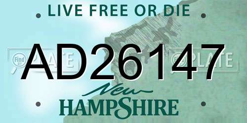 AD26147 New Hampshire License Plate