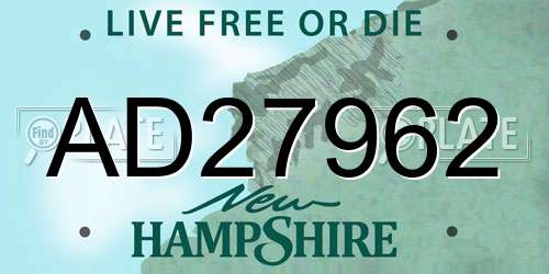 AD27962 New Hampshire License Plate