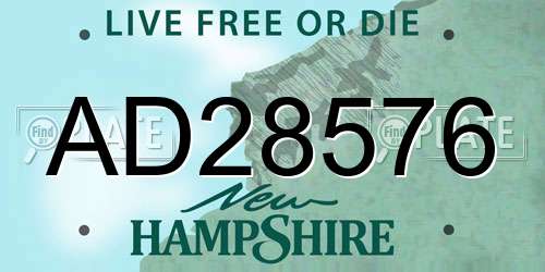 AD28576 New Hampshire License Plate