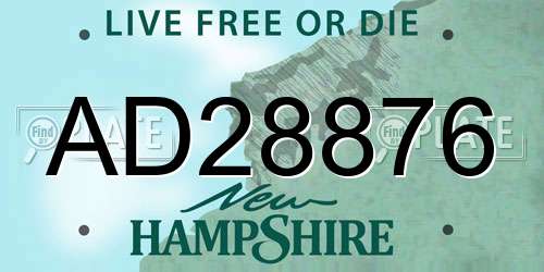 AD28876 New Hampshire License Plate