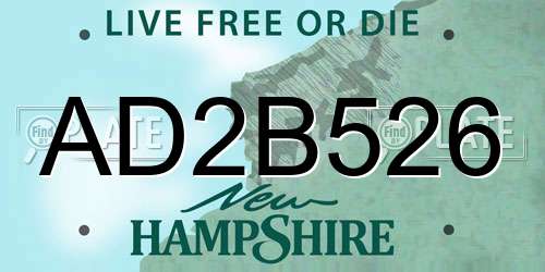 AD2B526 New Hampshire License Plate