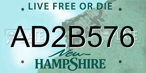 AD2B576 New Hampshire License Plate