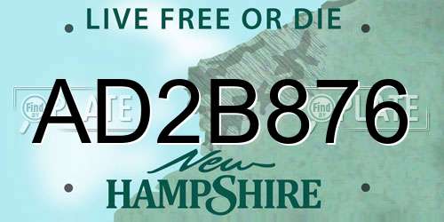 AD2B876 New Hampshire License Plate