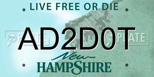 AD2D0T New Hampshire License Plate
