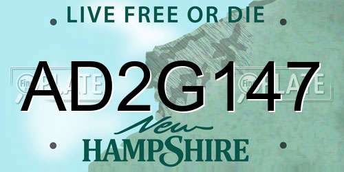 AD2G147 New Hampshire License Plate