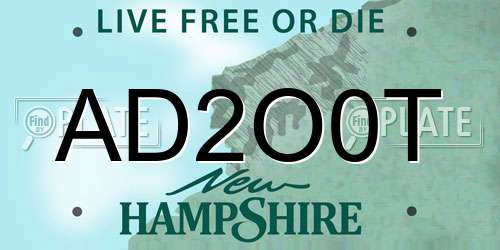 AD2O0T New Hampshire License Plate