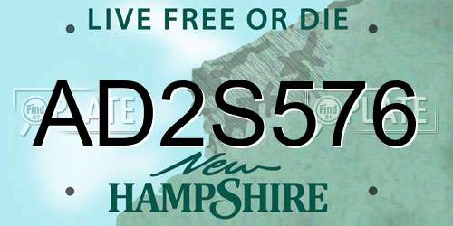 AD2S576 New Hampshire License Plate