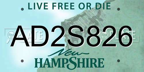 AD2S826 New Hampshire License Plate