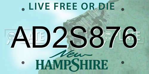 AD2S876 New Hampshire License Plate