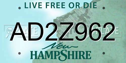 AD2Z962 New Hampshire License Plate