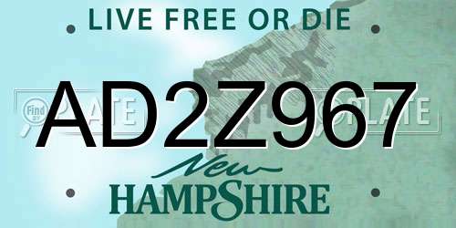 AD2Z967 New Hampshire License Plate