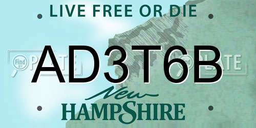 AD3T6B New Hampshire License Plate