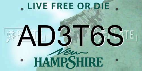 AD3T6S New Hampshire License Plate