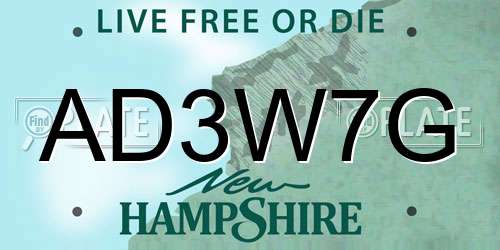 AD3W7G New Hampshire License Plate