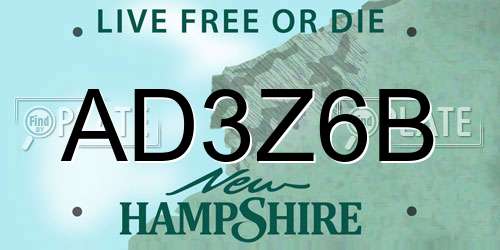 AD3Z6B New Hampshire License Plate