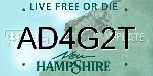 AD4G2T New Hampshire License Plate