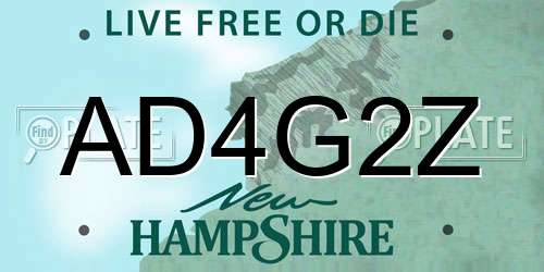 AD4G2Z New Hampshire License Plate