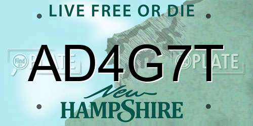 AD4G7T New Hampshire License Plate