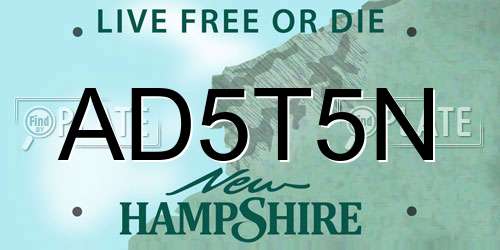 AD5T5N New Hampshire License Plate