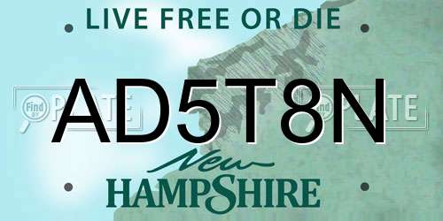 AD5T8N New Hampshire License Plate