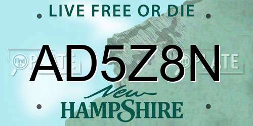 AD5Z8N New Hampshire License Plate