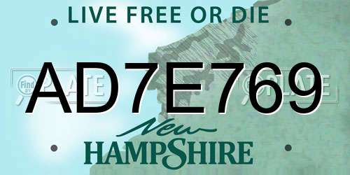 AD7E769 New Hampshire License Plate