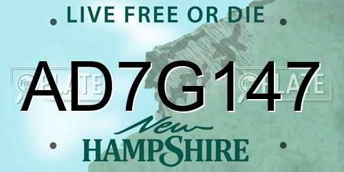 AD7G147 New Hampshire License Plate