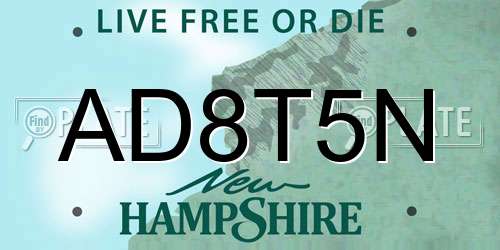 AD8T5N New Hampshire License Plate