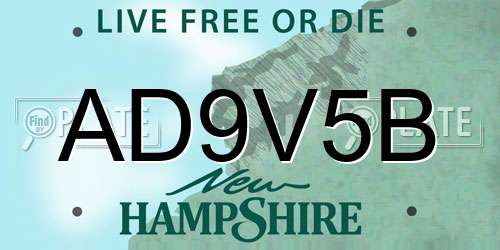 AD9V5B New Hampshire License Plate