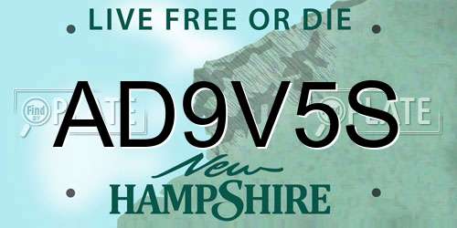 AD9V5S New Hampshire License Plate