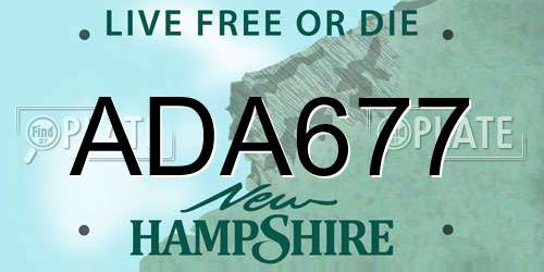 ADA677 New Hampshire License Plate